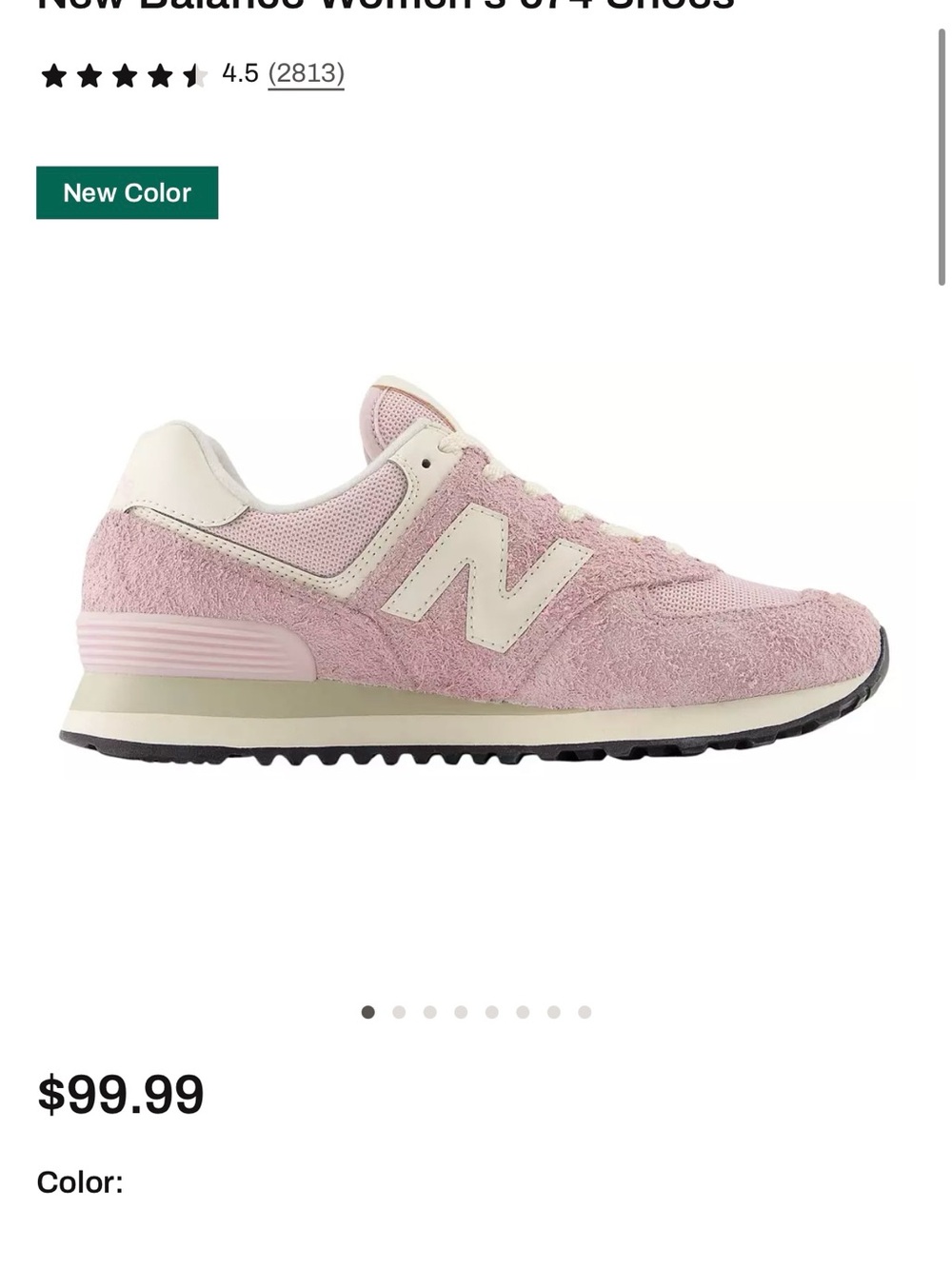 New Balance Pink and Cream 574 Retro Runner